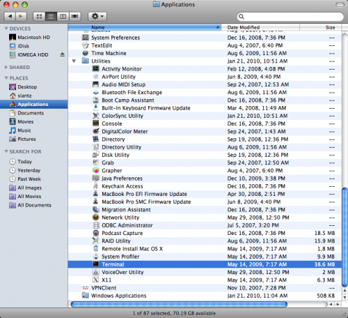 shortcut for mac app folder